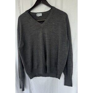 VTG 80s The Lacoste Club V-Neck Pullover Sweater Wool Blend Gray Men’s Size XL